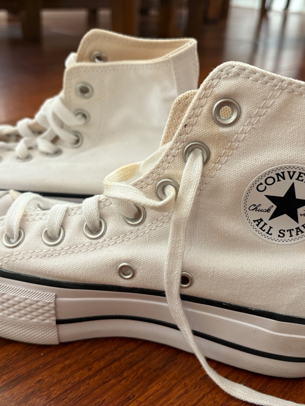 Converse Kids High Top Sneakers in Cream Canvas